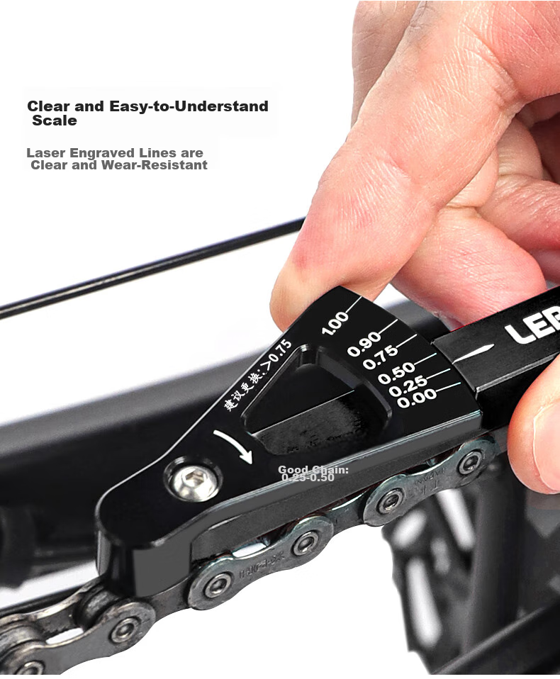 LEBYCLE Mountain And Road Bicycle Chain Measuring Ruler, Wear Indicator, Chain Stretcher, Testing Gauge Tool 3