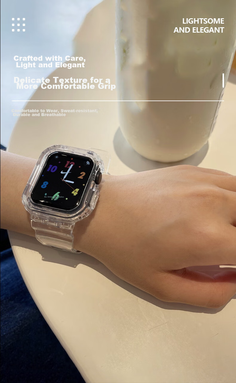 KMaxAI Compatible Apple Watch Ultra 4 Band And Dial Full Coverage, Suitable for IWatch 3/2 Series, Fresh Sports Watch Strap 49mm Protective Case Wristband, Transparent 10