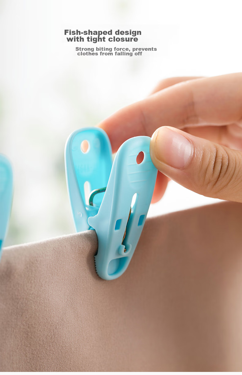 CHAHUA Clothes Hangers, Plastic Drying Clips, Fixed Clips for Socks, Windproof Clips for Clothes And Quilts, 24 Pieces 4