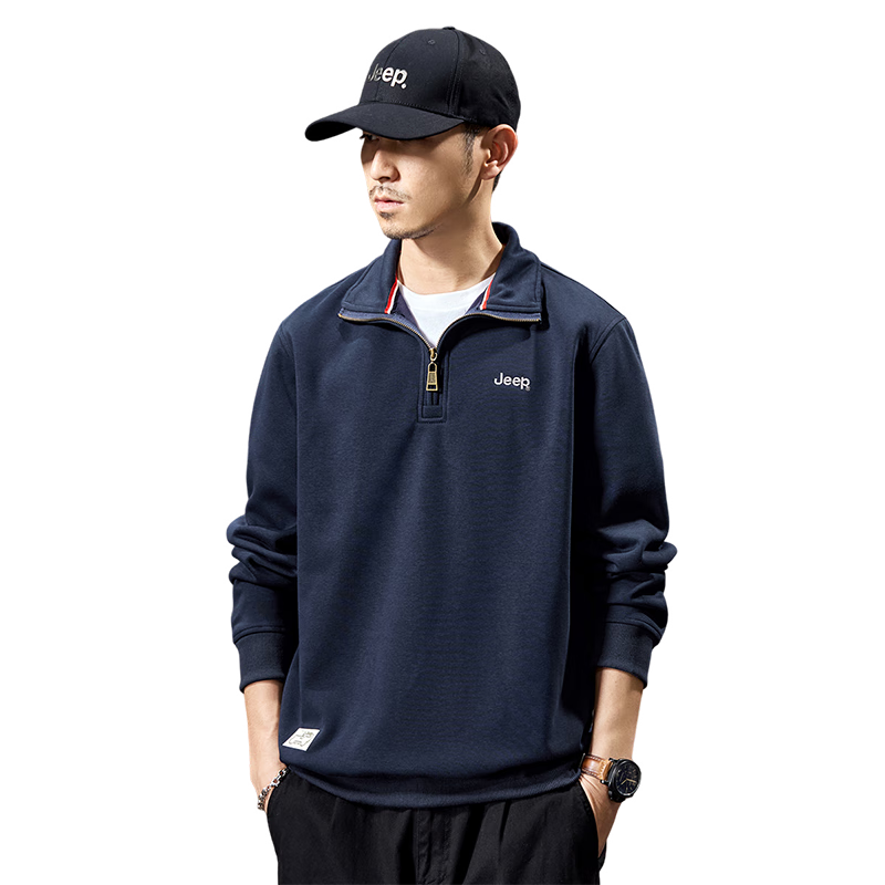 JEEP Spring And Autumn 2026 New Men's Sweatshirt with Lapel Collar, Versatile Casual Jacket, Loose-Fitting Sports Polo Collar Top for Men's Wear