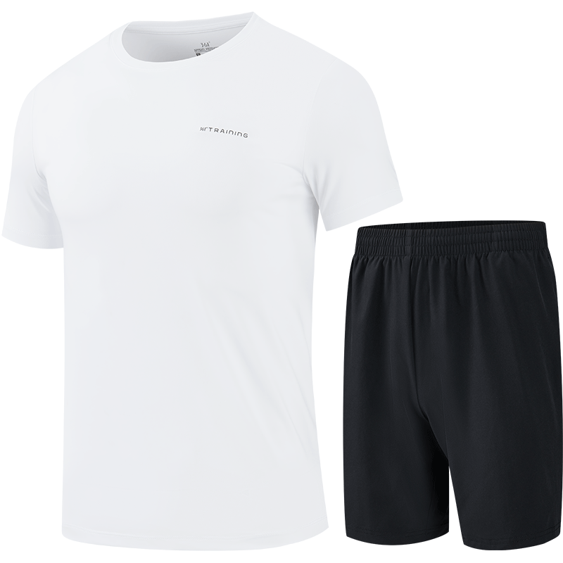 361° Men's Running Workout Set, Summer Fitness Casual Badminton Short-Sleeve Shorts Two-Piece Set 652414001H-1