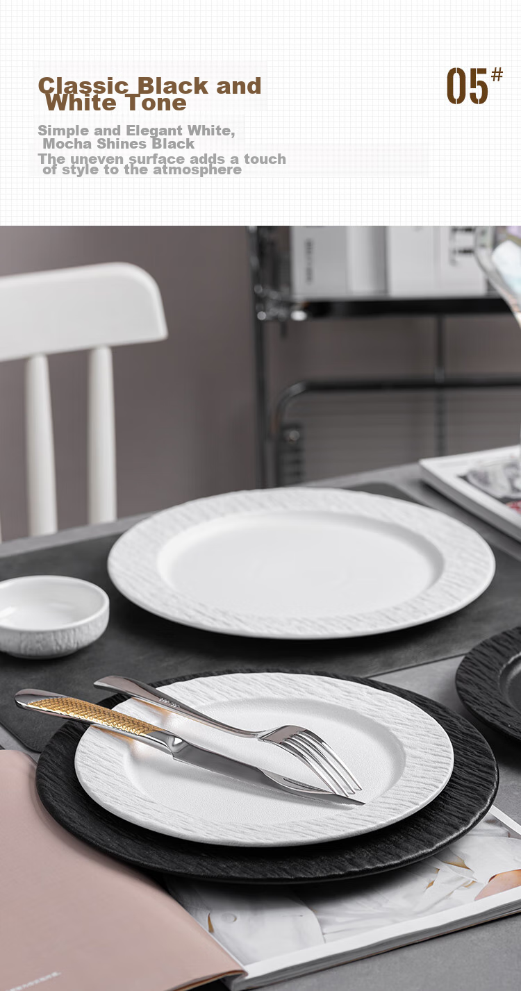 Banwushenghuo Steak Plate, Western Dinner Plate, Ceramic Plate, Home Luxury High-End Feel, Western Tableware, Pasta Plate, Steak-Specific Plate 8