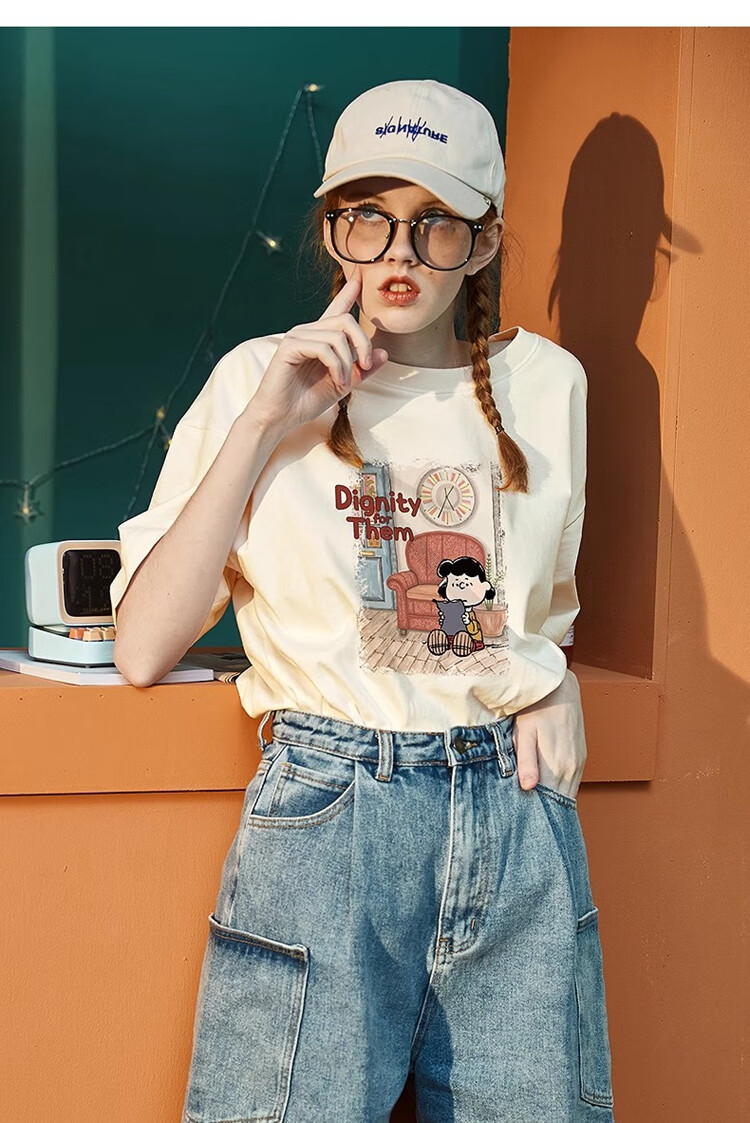 TonLion 2025 Summer Women's Crew Neck Short Sleeve T-Shirt [Snoopy Collaboration Edition] 6