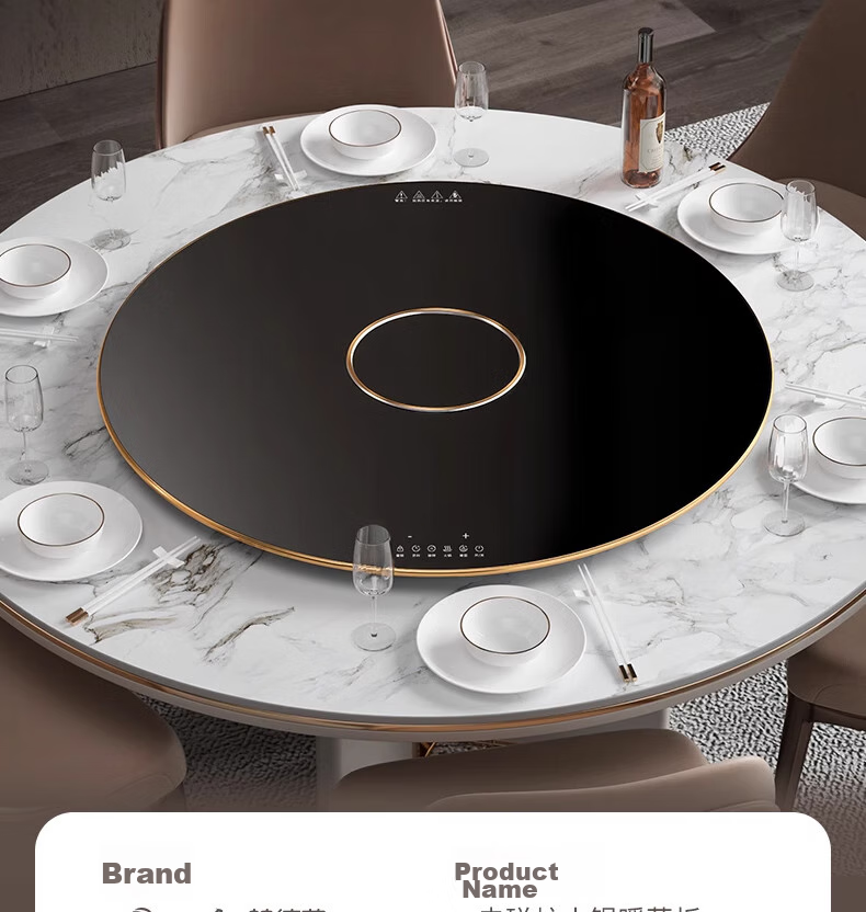 PADEFU Electric Hot Plate with Induction Cooker for Hot Pot, 2026 New Multifunctional Household Heating Plate, Food Warmer, Insulation Board, Electric Ceramic Stove, Automatic Rotating Dining Table Turntable Gadget, 68cm 36