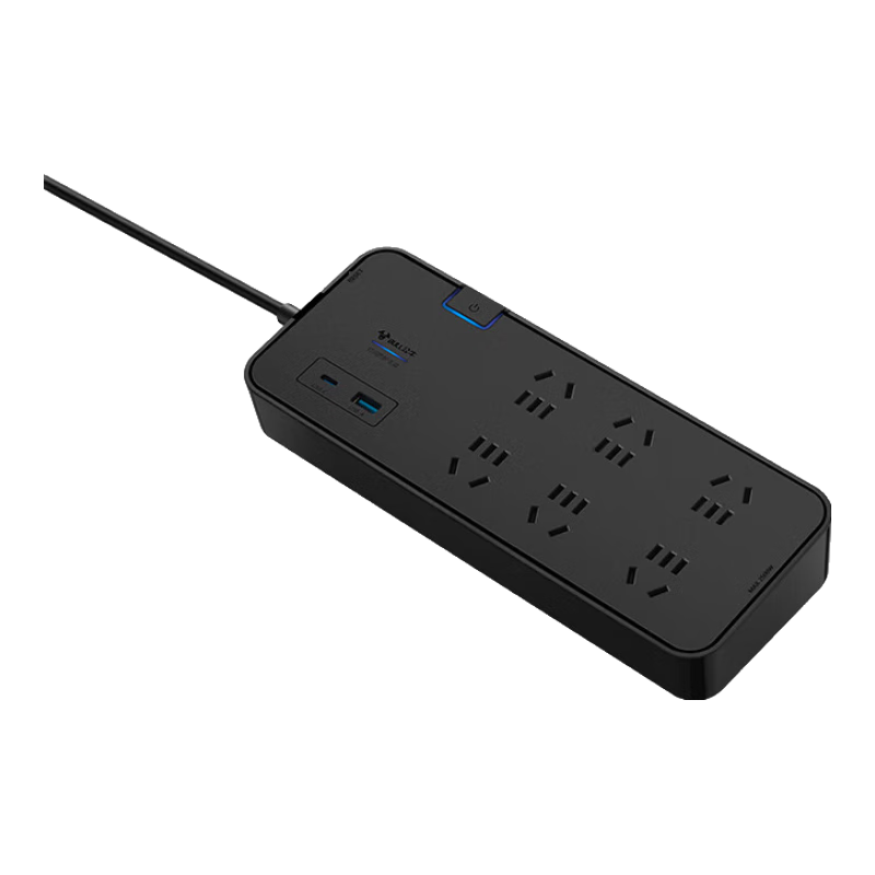 BULL 30000mAh PD Apple Fast Charging Surge Protector Lightning Protection Gaming Power Strip / High-Power Protection Extension Cord / Power Strip / Surge Protector with 6 Outlets + 2 USB Ports, 3 Meters Long