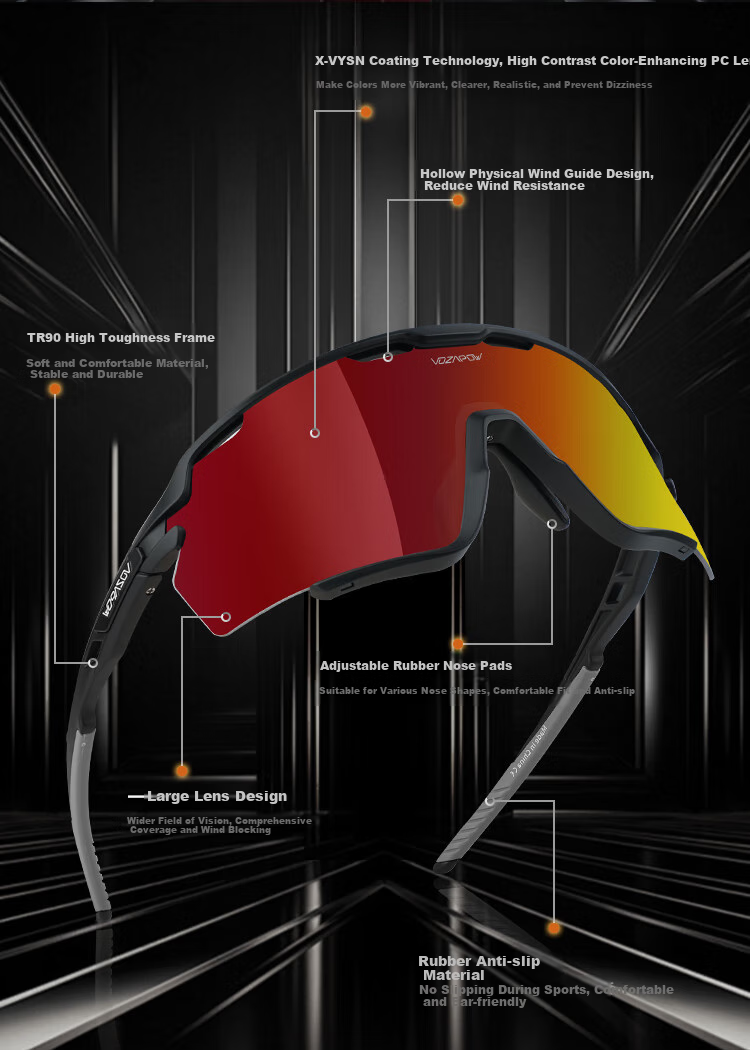 VOZAPOW Cycling Glasses with Photochromic Lenses for Day And Night Use, Road Bike Goggles, Outdoor Sports Running Hiking Glasses for Men And Wome 3