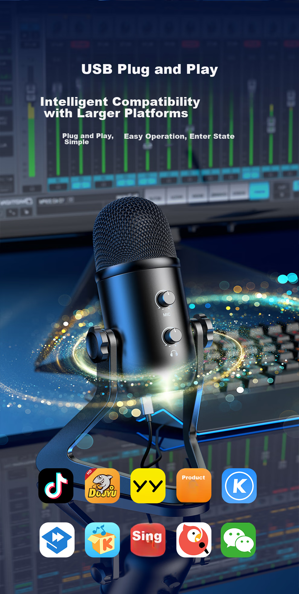 FIFINE Microphone Recording Equipment, Condenser Noise Reduction, Computer USB Wired Microphone, Live Streaming Karaoke Recording Video Dubbing Course Monitoring, Desktop Professional Sound Card Recording Microphone K678 9