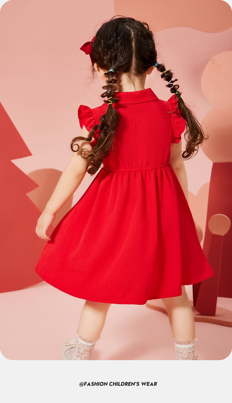 ASK JUNIOR Girls' Summer Vacation Dress, Children's Sundress with Lace Sleeves, Princess Dress for Summer Vacatio 7