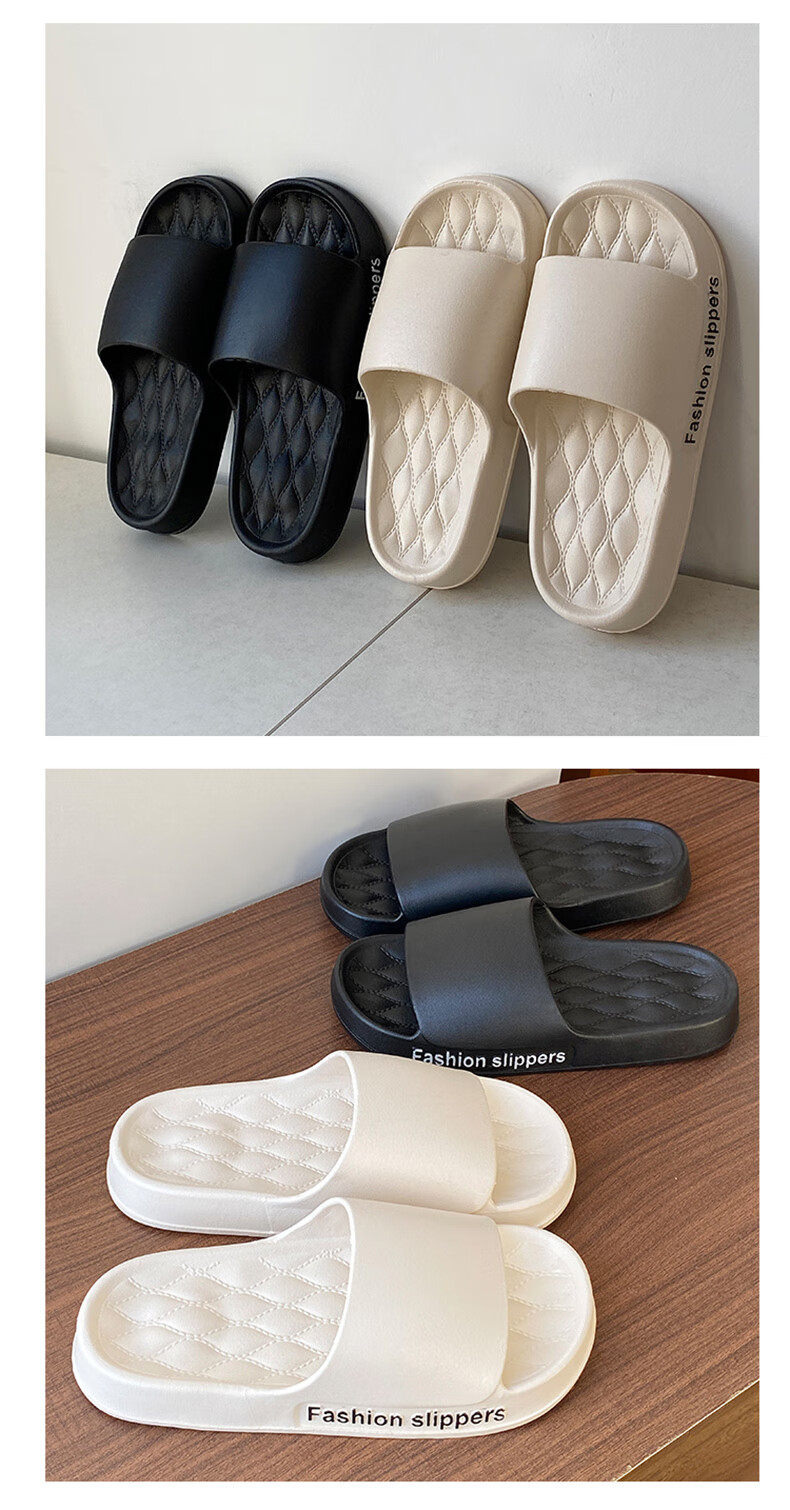 IQGD Slippers for Men And Women, Soft-Soled Floor Slippers, Non-Slip Bathroom Slippers for Couples, Home Use, 1819 Black, Size 42-43 9