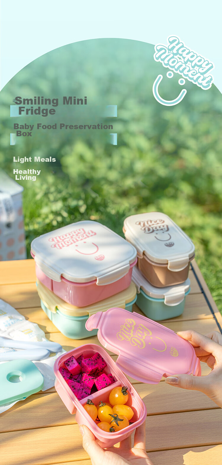 Easy Your Home Fruit Box with 2 Compartments, Food-Grade Insulated Lunch Box for Camping And Picnics, Small Lunch Container for Elementary Students 1