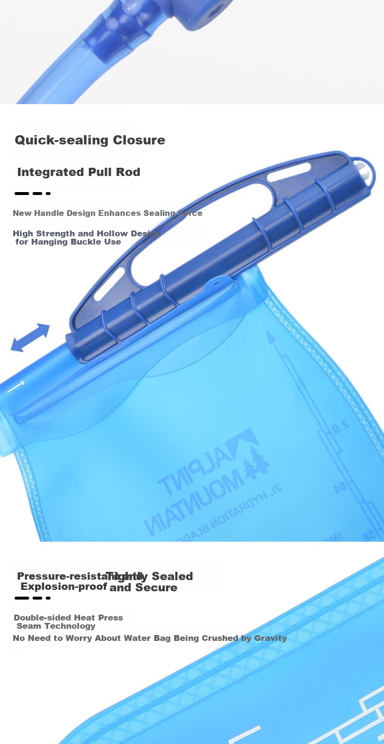 ALPINT MOUNTAIN Ermont 2L Outdoor Hydration Bladder, Portable for Off-Road Cycling, Hiking, Running, Sports Water Reservoir Bag 3