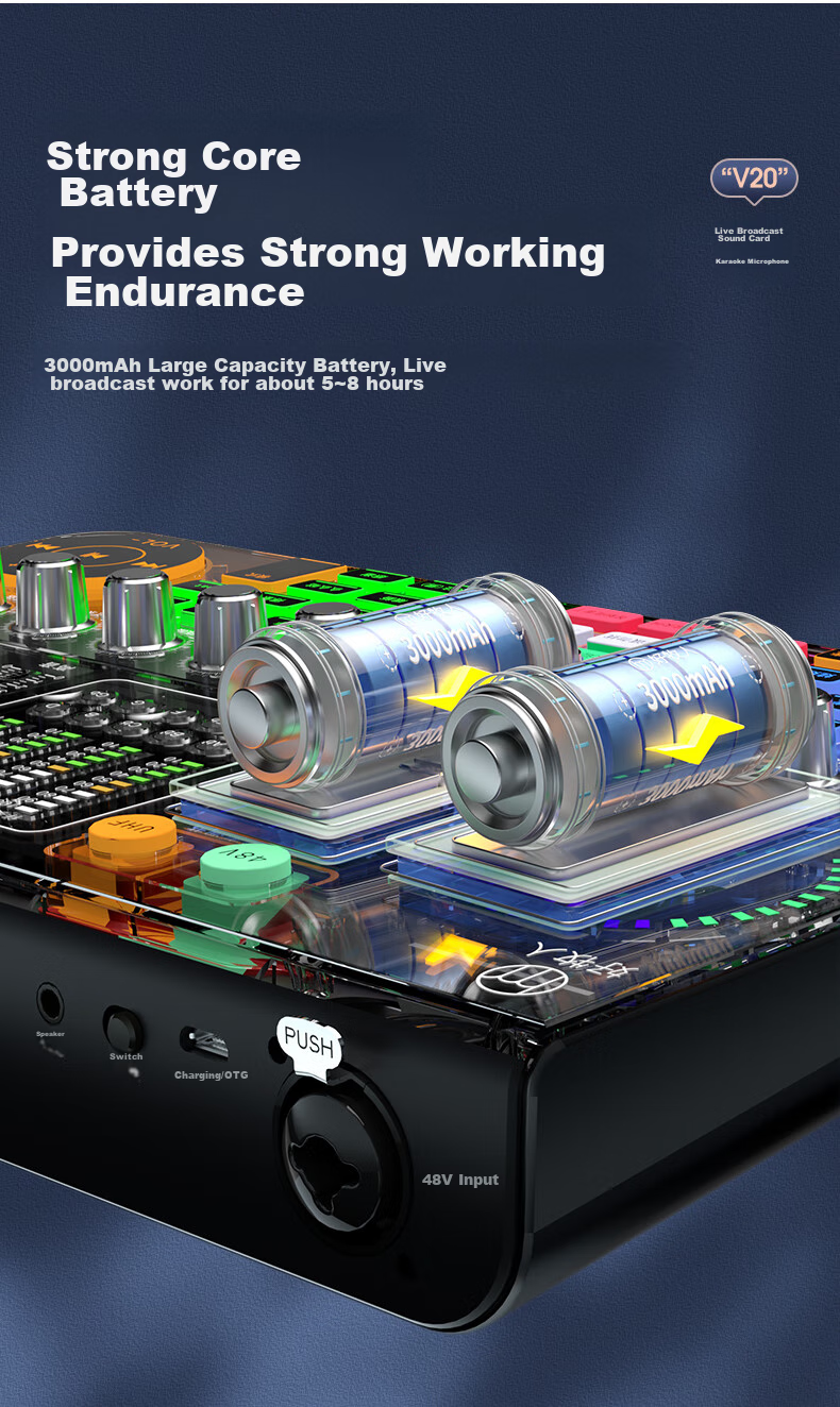 Haomuren V20 Professional Sound Card Live Streaming Equipment Full Set, Wireless Microphone, Outdoor TikTok Host Singing Mobile-Specific Karaoke Mic, Bluetooth Computer Voice Changer 15