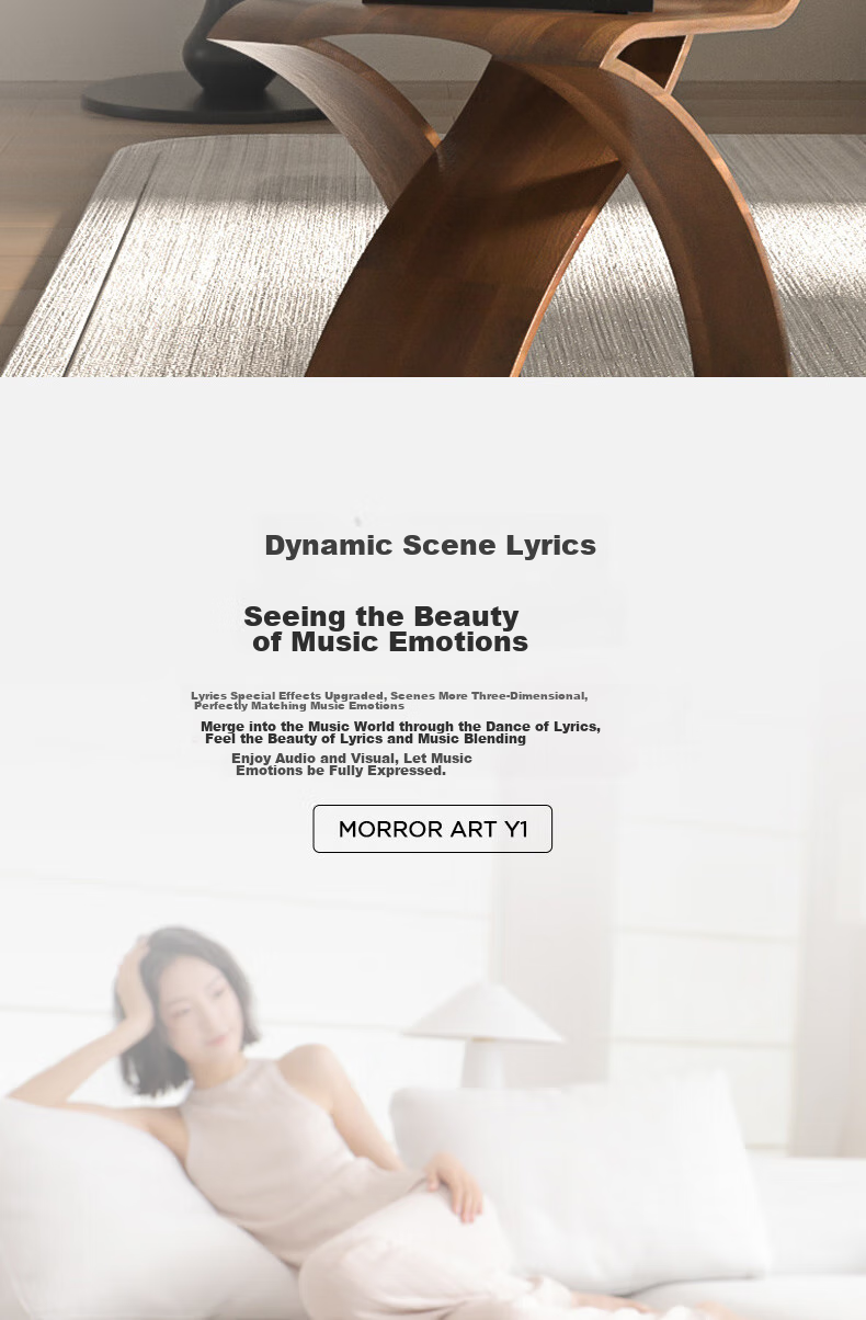MORRORART Y1 Time Album Lyrics Speaker, Bluetooth Electronic Photo Frame, Floating Subtitles, Home Desktop Calendar, Smart Home Birthday Gift, Basic Model 4