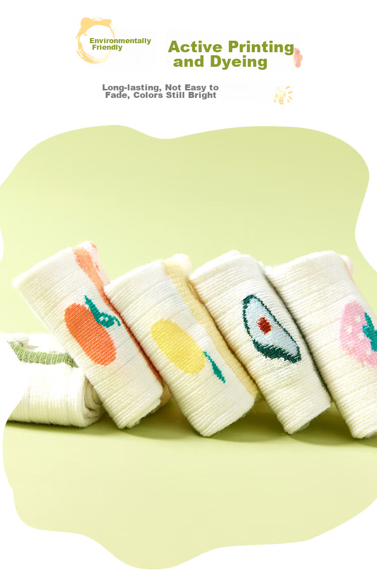 LangSha Children's Socks Girls Cotton Socks for Older Kids Summer Thin Baby Mesh Socks 5 Pairs Girls Fruit Socks Size L 10