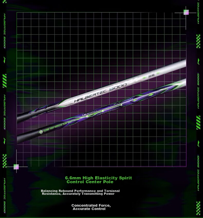 Li-Ning Badminton Racket Zhanji 9000 Longying Purple, Full Carbon Fiber, All-Round Control, High-End Competition Single Racket, Empty Racket, 3U 4