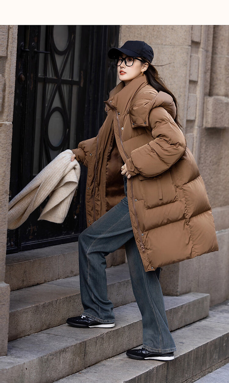 Dme [Light Life] Winter 50D Cotton-Feel Faux Memory Duck down Large Patch Pocket Petite Women's Down Jacket Coat 11