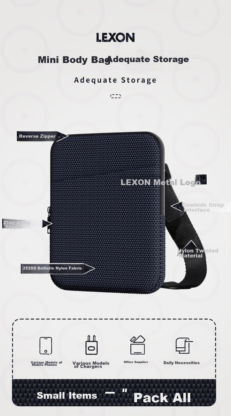 LEXON Casual Crossbody Bag for Men, Shoulder Phone Bag, Business Sports Lightweight Commuter Versatile Cowhide Small Backpack Gift 3