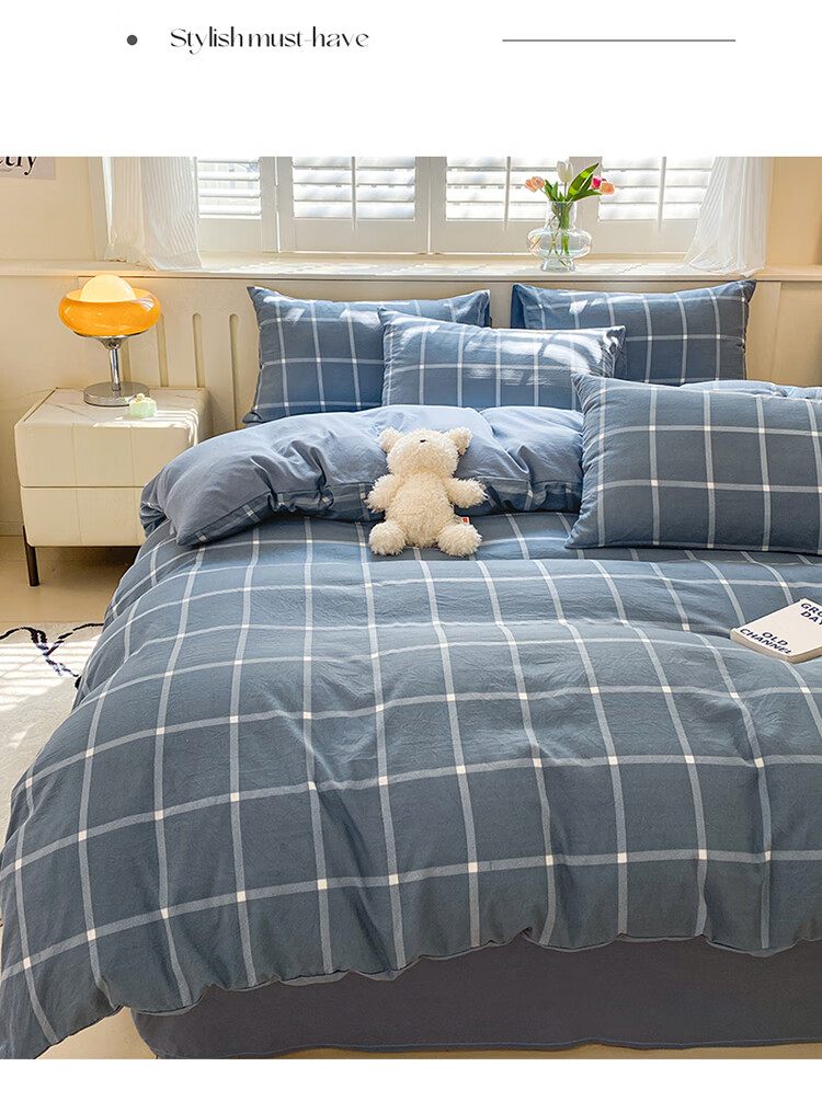 Yalu Skin-Friendly Four-Piece Bedding Set for Sleeping Naked, Embroidered Double Bed Set for 1.5/1.8 Meter Bed, Duvet Cover, Pillowcases, And Bedsheet 9