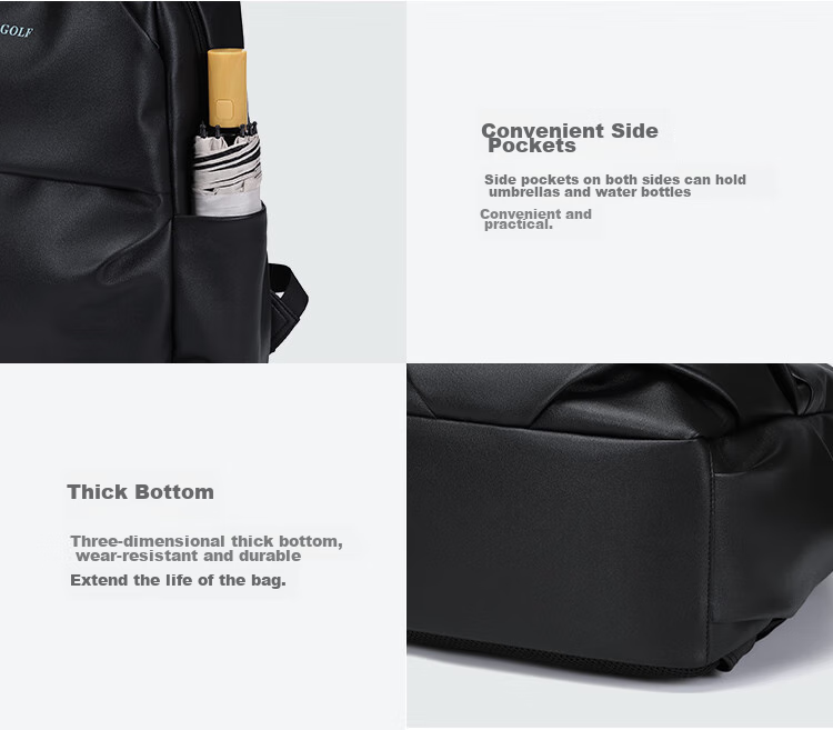 GOLF Backpack for Men, Large Capacity, Korean Style Student Schoolbag, 15-Inch Laptop Bag, Travel Bag, Black 24