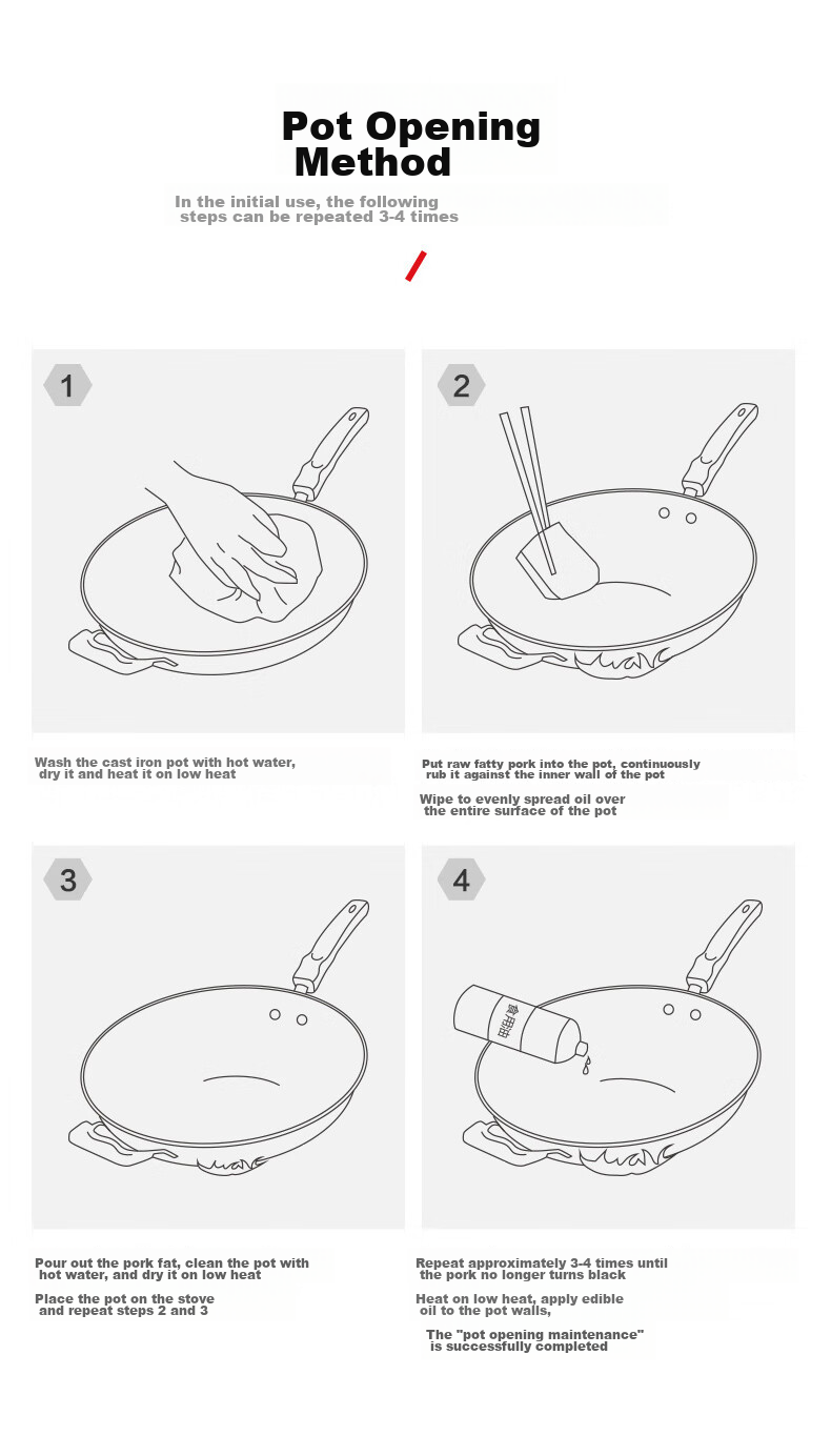 SUPOR Non-Coated Iron Wok, Stainless Steel Frying Pan, Compatible with Gas And Induction Stoves, Model FC32V3 12