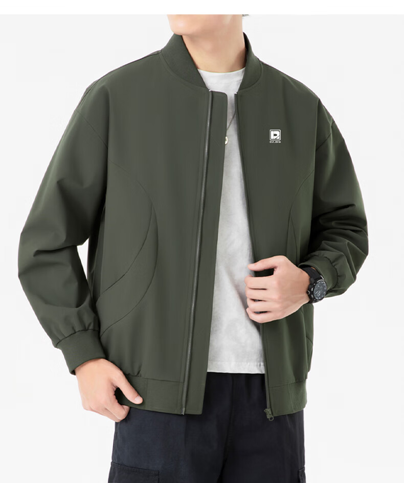 ROMON Jacket for Men, Autumn Sports Baseball Uniform, Casual Menswear, Outdoor Outerwear, ZH2402, Off-White, 4XL 15
