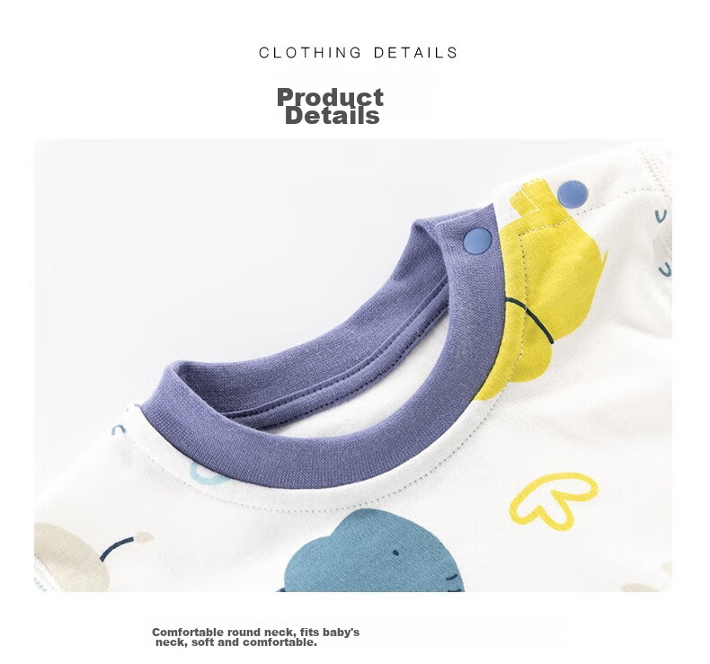 Huanxixiaoxiong 6 Months - 3 Years Old Baby Boy Autumn Underwear Set, Infant Spring And Autumn All-Cotton Class A Separate Girls Autumn Top And Pants Set 4