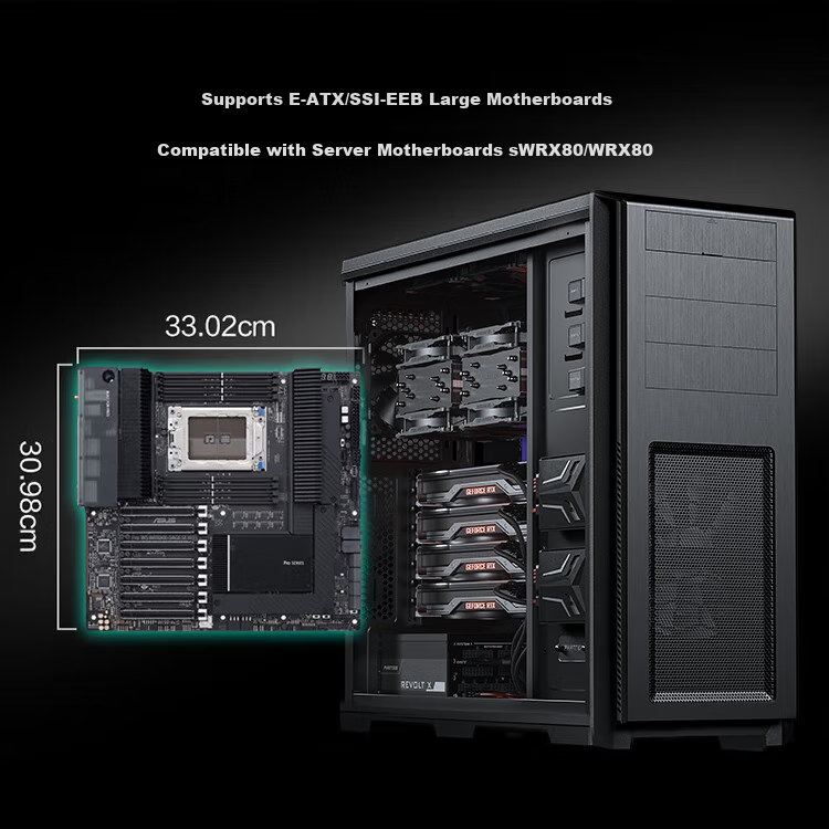 PHANTEKS 614PC Full Tower Desktop Server E-ATX Computer Case (Supporting SSI-EEB Motherboard/5090 Graphics Card/8x PCI Slots/NAS Multi-Hard Drive Bays) 2