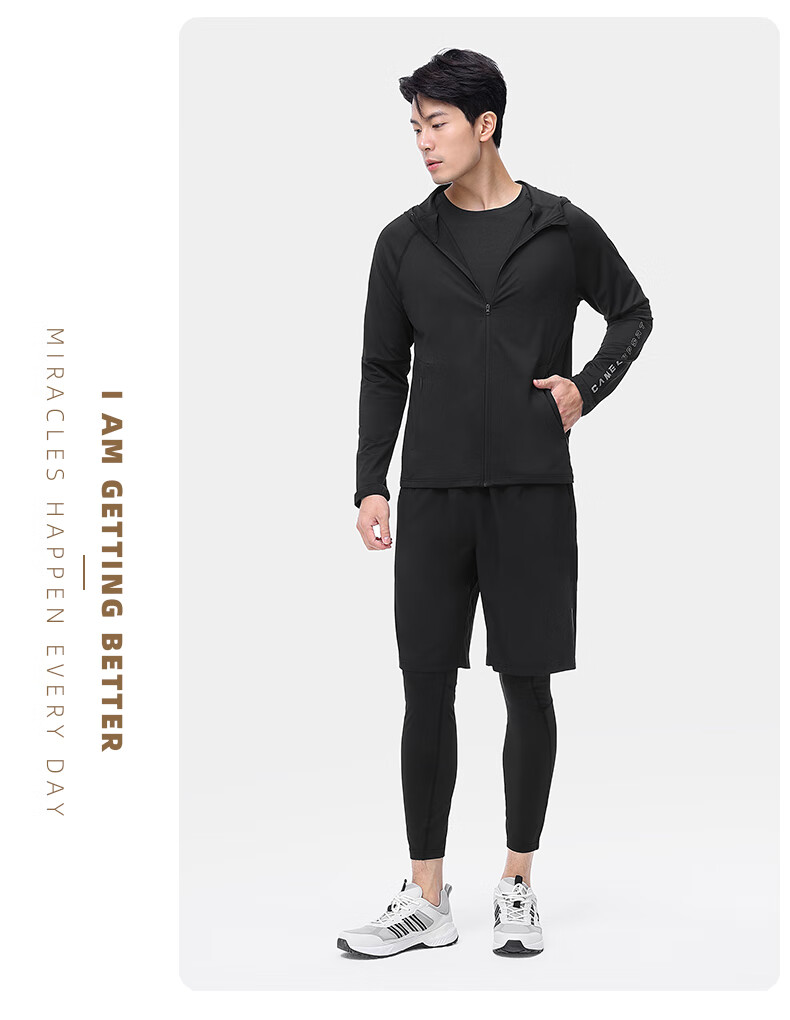 CAMEL Men's Sports Set, Five-Piece Fitness Outfit, New Long-Sleeve And Long Pants, Quick-Dry Running Basketball Training Sportswear 19