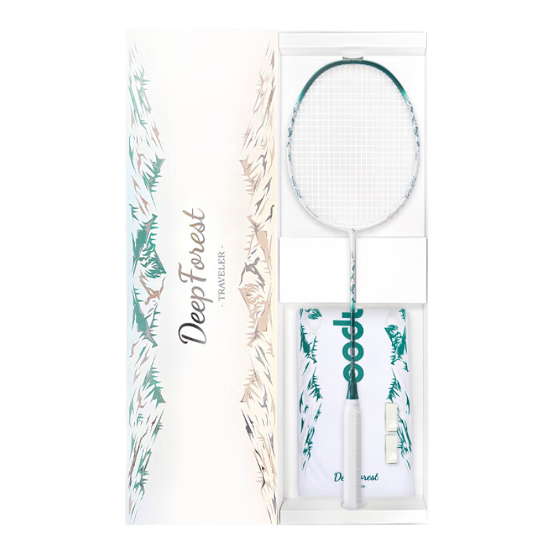 Kumpoo Badminton Racket, Full Carbon Fiber, Ultra-Light, Durable, All-Round, Xunfeng Deep Forest, Midsummer Green Gift Box Set