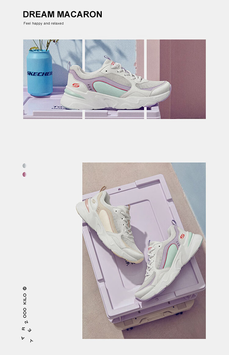 Skechers Women's Shoes, Macaron Color Chunky Sneakers, Fashionable Comfortable Sports Casual Shoes, NTLP Natural/pink, Size 38.5 20