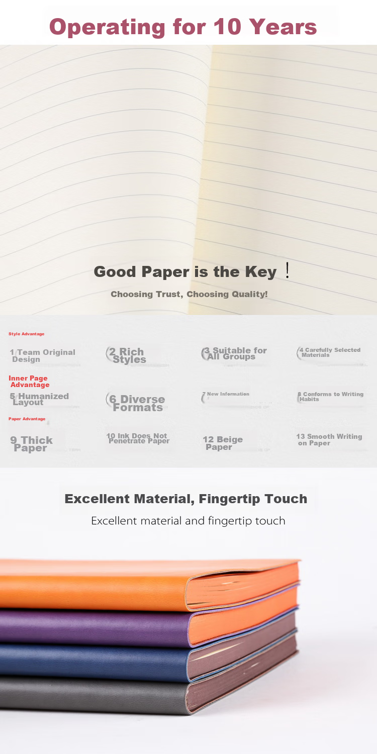 TRNFA TB-H196 Colorful Fashionable Imported Color-Changing PU Notebook High-End Business Journal Soft Leather Cover Memo Pad Creative Office Stationery (Light Gray 32K) 3