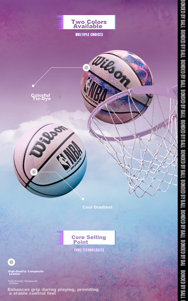Wilson Official NBA DRV ENDURE Series Tie-Dye Design Pattern Random Indoor/outdoor Size 7 Basketball 3