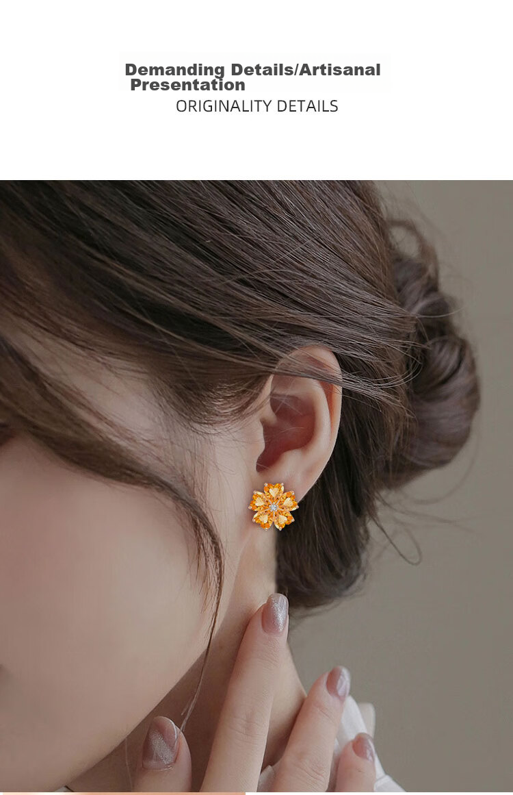 JOLEE S925 Silver Stud Earrings, Fashionable Luxury Yellow Crystal Heart-Shaped Colored Gemstone Jewelry, Gift for Women on May 20th And Mother's Day 4