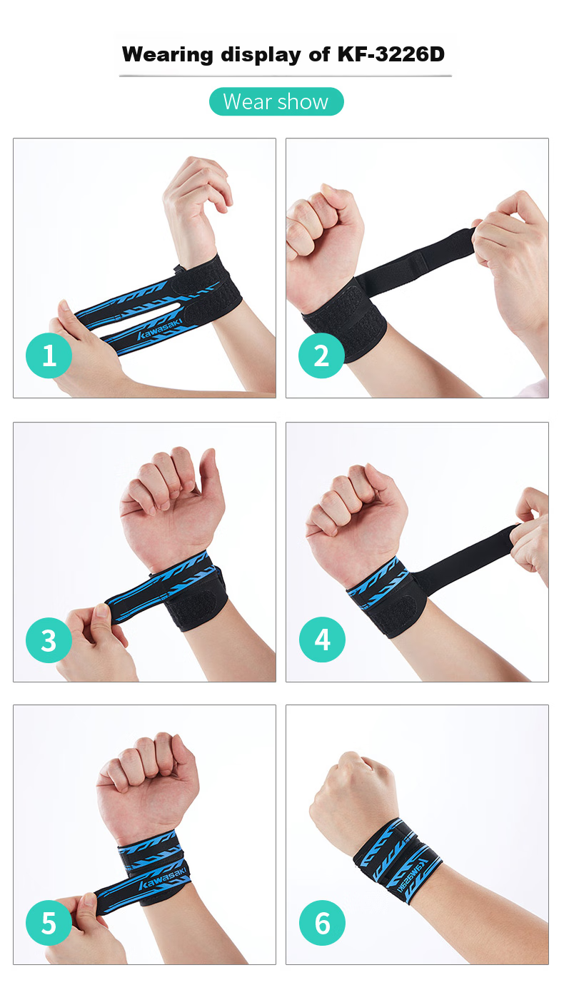 KAWASAKI Sports Wrist Guard for Men And Women, Fitness Basketball Wrist Protector, Badminton Protective Wrist Guard 3226D Black (Pack of Two) 6