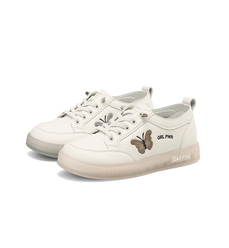 DAPHNE Women's Casual Shoes, Lightweight Soft-Soled Flats, Versatile White Sneakers, Women's Footwear 4024101060 Beige Gray 40 14