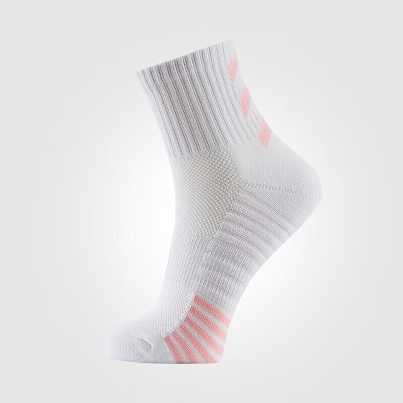 Kawasaki Professional Badminton Socks, Basketball Running Sports Socks, Breathable, Supportive, Shock-Absorbing, Thickened Terry Bottom, Women's Mid-Length Socks, KW-Q247, White (Three Pairs), One Size Fits All