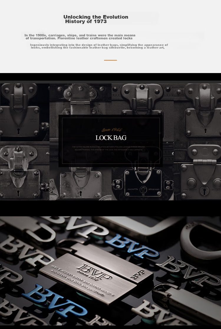 BVP Men's Handbag, Business Briefcase, Cowhide Lock Buckle, Horizontal Style Handbag, Multifunctional Laptop Bag 5