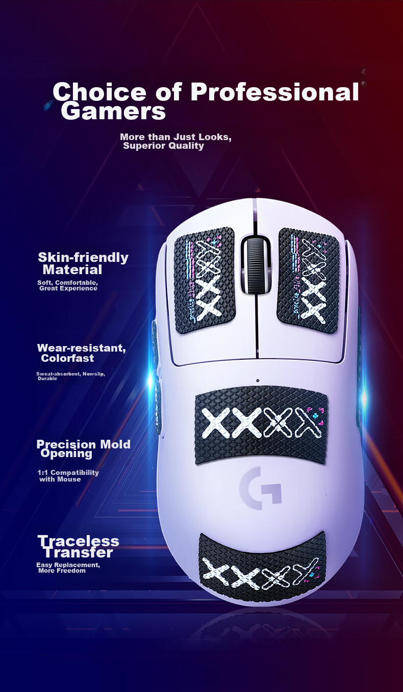 BUBM Gpww Logitech Mouse Anti-Slip Sticker, Dog Shit King First Generation Sticker, Sweat-Absorbing Anti-Slip Gaming Mouse Pad, Smooth And Wear-Resistant Accessory, GPW1 Pink Snowflake Patter 5