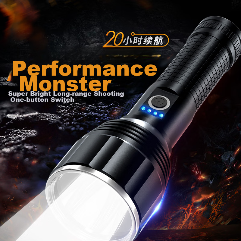 SHENYU Flashlight, High Brightness, Long Battery Life, Long-Range Illumination, Military-Grade Brightness, Outdoor And Home Use, Specialized Sky-Piercing Light, 100000 Lumens