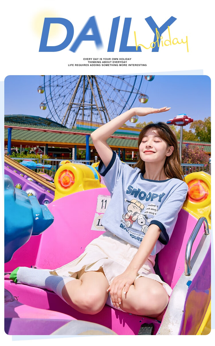 TonLion 2025 Women's Snoopy Colorblock Crew Neck Short Sleeve T-Shirt 1