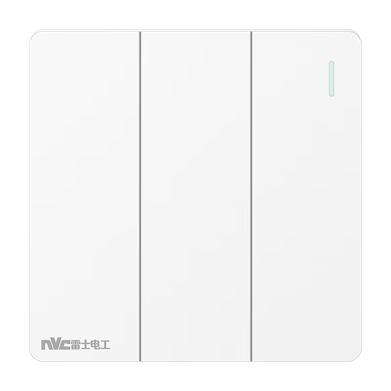 NVC Lighting Electrical Three-Gang Single-Control 86-Type Flush Wall Switch Panel N25 Cream White