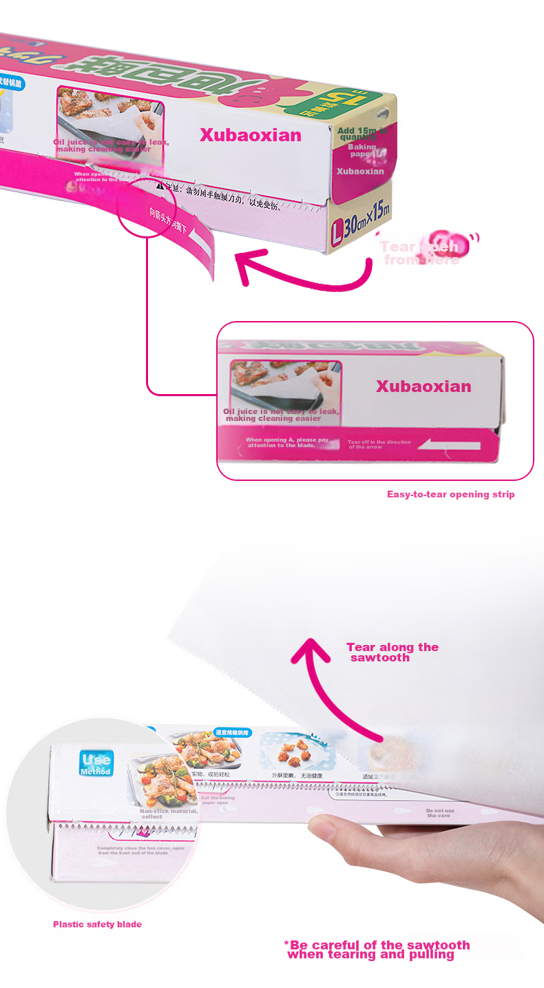 Xubaoxian Baking Paper, 30cm*5m, Air Fryer Silicone Oil Paper, Cake Paper for Oven And Microwave 7