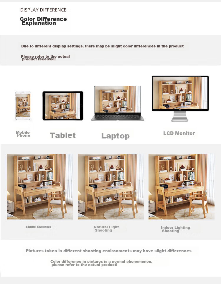Huazhou Desk, Home Modern Minimalist Computer Desk, Bedroom Study Table with Bookshelf, Office Desk, 0.9 Meter, Walnut Color, Single Desk 15
