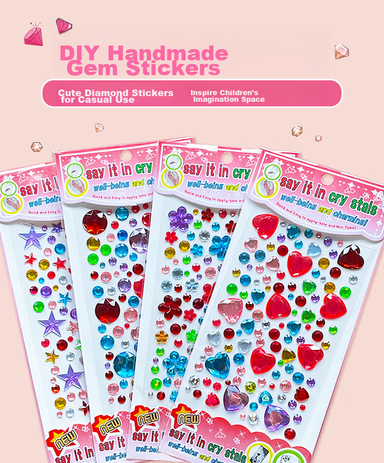 Danmiqi Children's Sticker Toys, Girls' DIY Diamond Large Gemstone Stickers, Crystal Princess Reward Stickers Gift 1