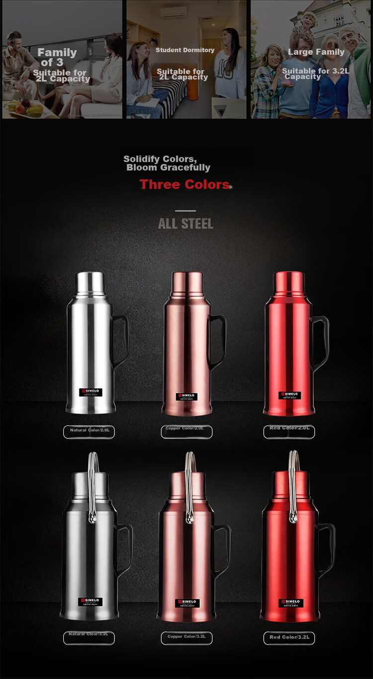 SIMELO Insulated Bottle, Large Capacity Glass Liner Thermos Flask, Warm Water Bottle for Home And Dormitory Use, Hot Water Bottle, 3.2L Natural Color 11