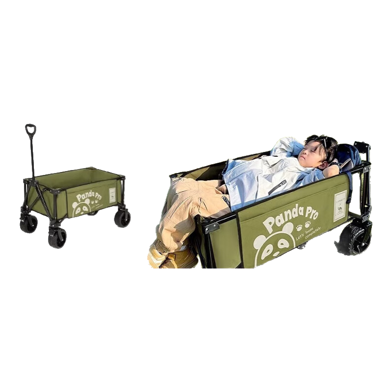 CAMEL Panda Campsite Car Camping Picnic Trailer Grocery Shopping Stroller Dog Walker Trolley with Braking System, Reclining Travel Cart