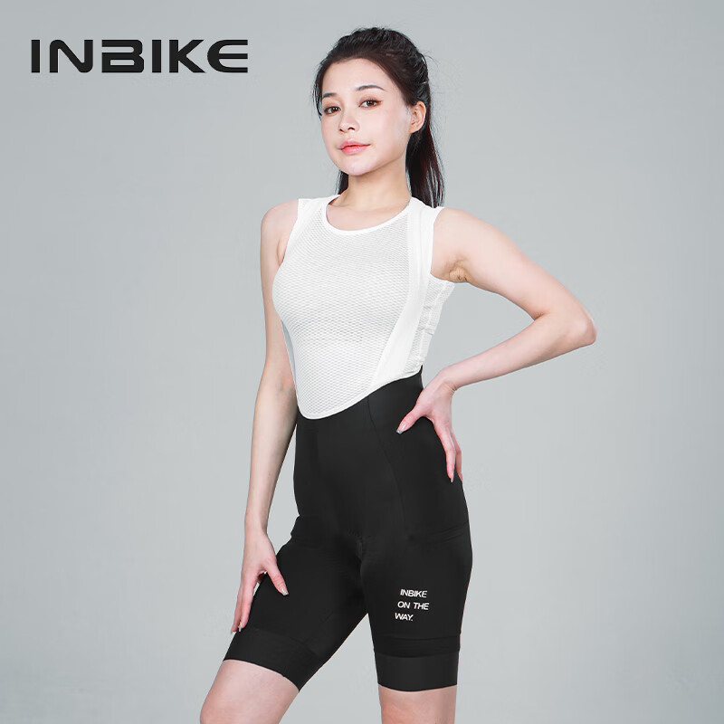 INBIKE Women's Cycling Shorts, High-Waist Road Bike Mountain Bike Bib Shorts, Black, Size S