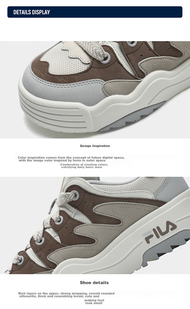 FILA Official Women's Shoes, ROSETTA Modern Sneakers, Colorful Shoes, Platform Shoes, Fashionable Casual Shoes 34