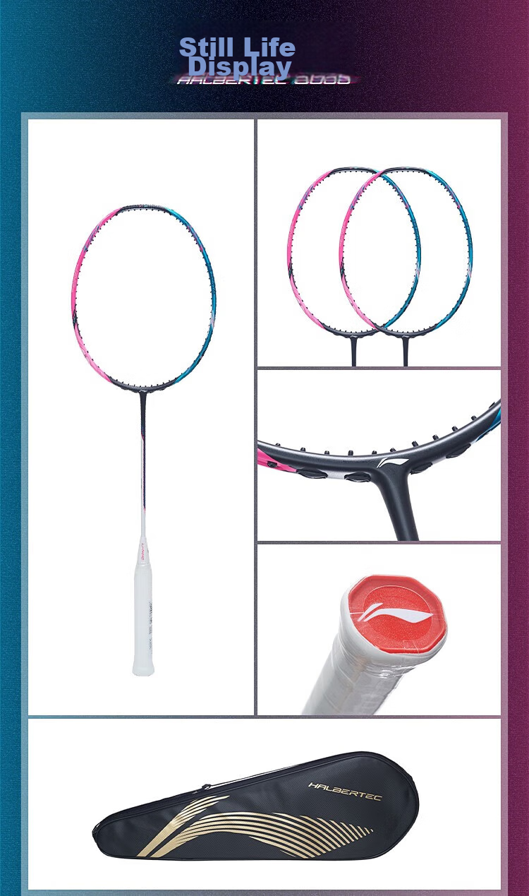 Li-Ning Badminton Racket, Full Carbon High-Elasticity Shock-Absorbing Middle Racket, Professional Control Type 3U Single Racket, Zhanji 8000 AYPT369-3 8