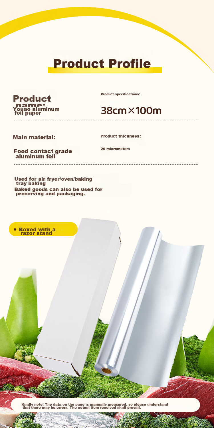 YOUAO Extra Thick Large Aluminum Foil Roll [20 Microns], 100m×38cm, for Air Fryer, Oven, Barbecue, Baking, Commercial Use 10